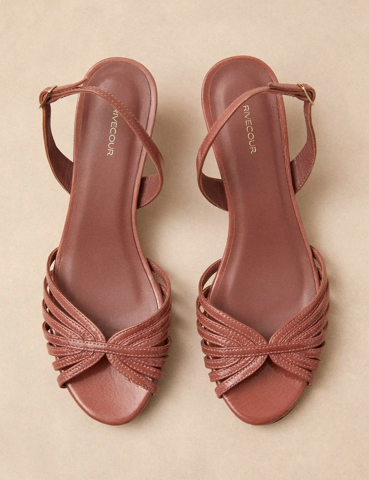 Sandals À Talons Leather Patent Pink Poudré - Numéro 460 - Rivecour