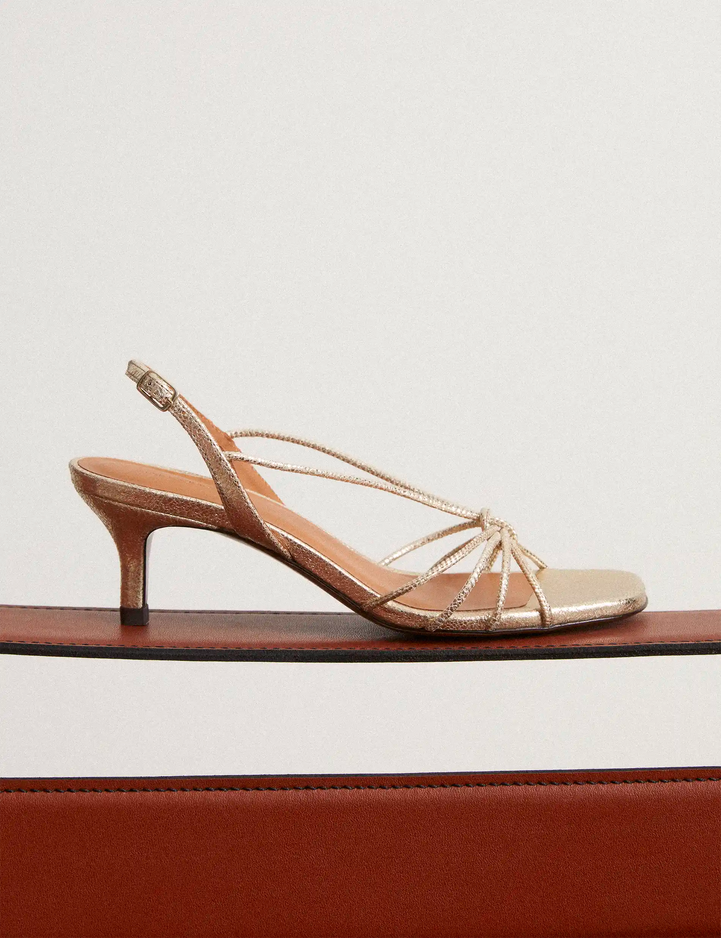 Sandals À Talons Leather Crackled Or White - Numéro 470 - Rivecour