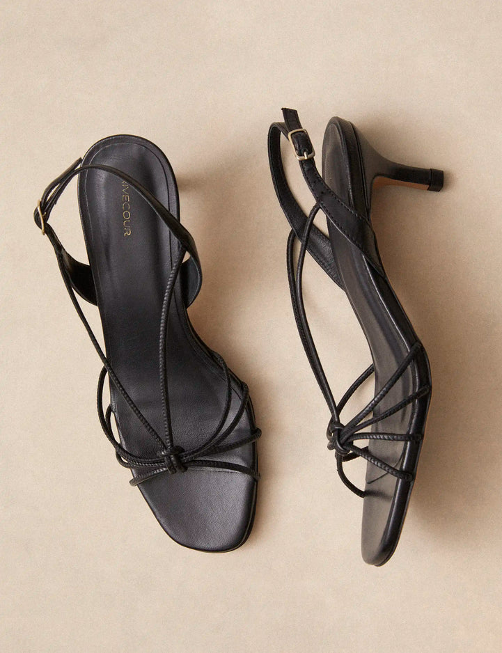 Sandals À Talons Leather Nappa Black - Numéro 470 - Rivecour