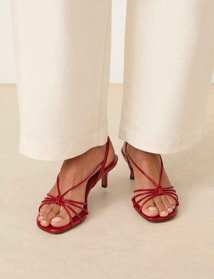 Sandales À Talons Cuir Vernis Rouge - Numéro 470 - Rivecour