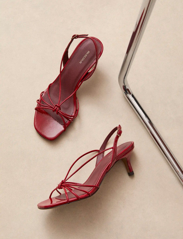 Sandales À Talons Cuir Vernis Rouge - Numéro 470 - Rivecour