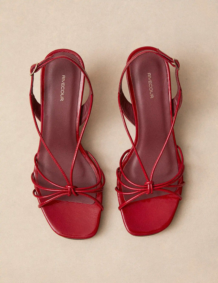 Sandales À Talons Cuir Vernis Rouge - Numéro 470 - Rivecour
