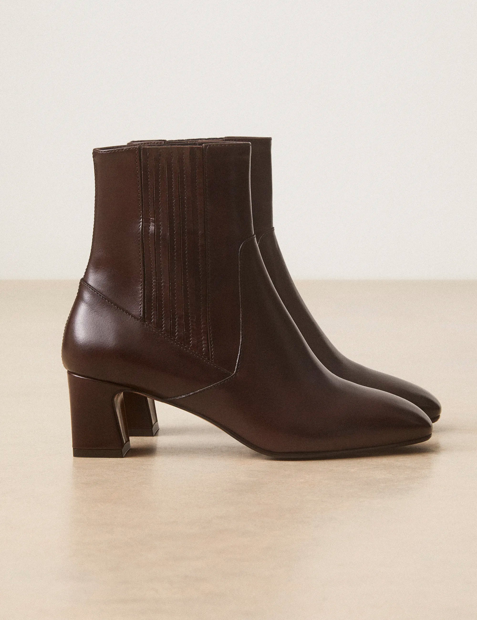 Bottines À Talons Cuir Marron Chocolat - Numéro 522 - Rivecour