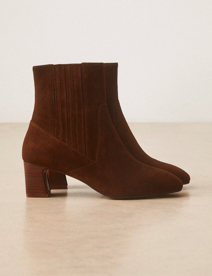 Bottines À Talons Suède Noisette - Numéro 522 - Rivecour