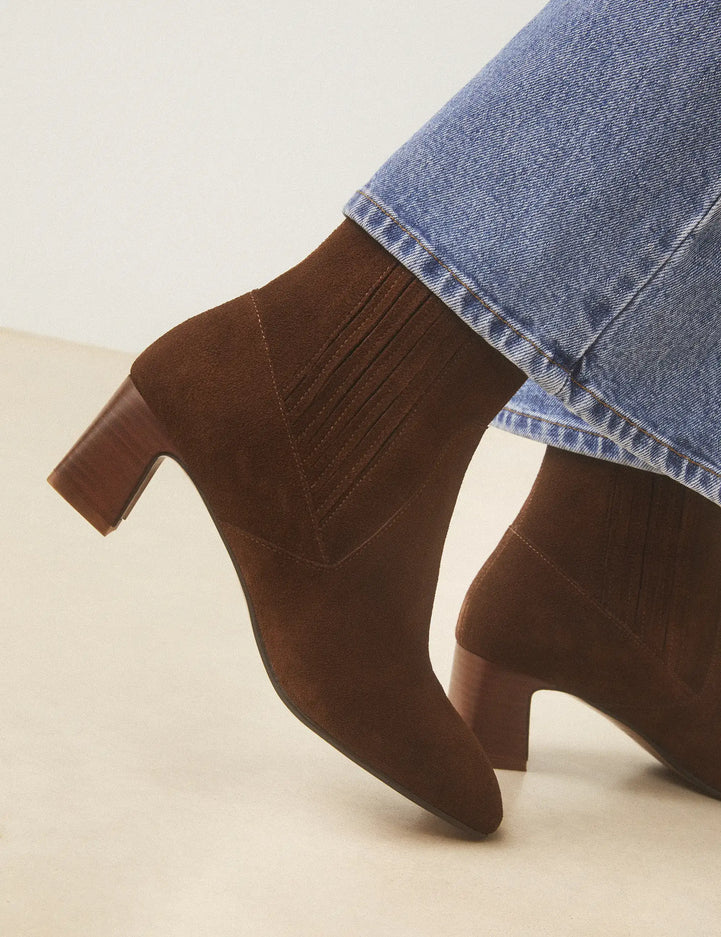 Bottines À Talons Suède Noisette - Numéro 522 - Rivecour