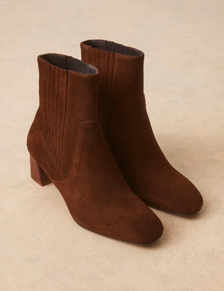 Bottines À Talons Suède Noisette - Numéro 522 - Rivecour