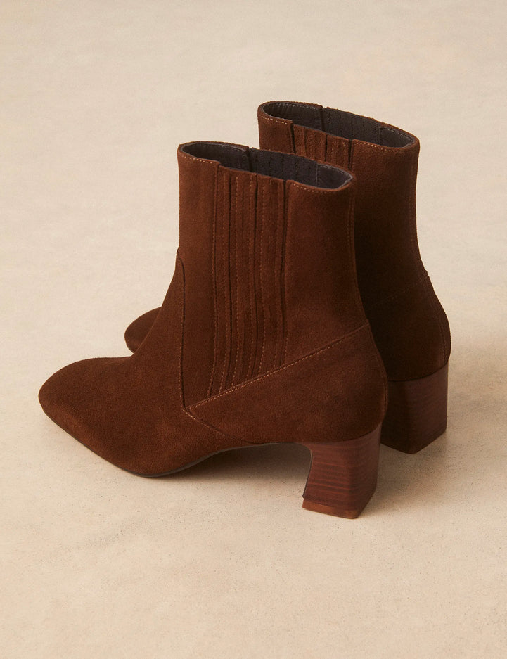 Bottines À Talons Suède Noisette - Numéro 522 - Rivecour