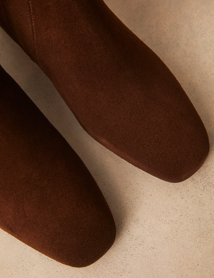 Bottines À Talons Suède Noisette - Numéro 522 - Rivecour