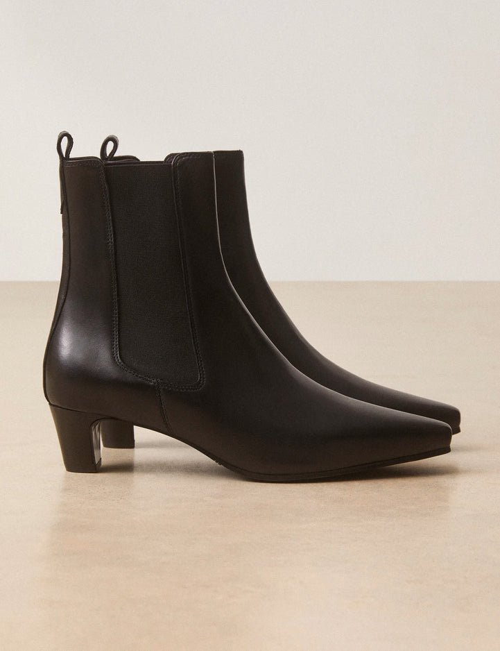 Bottines À Talons Cuir Noir - Numéro 525 - Rivecour