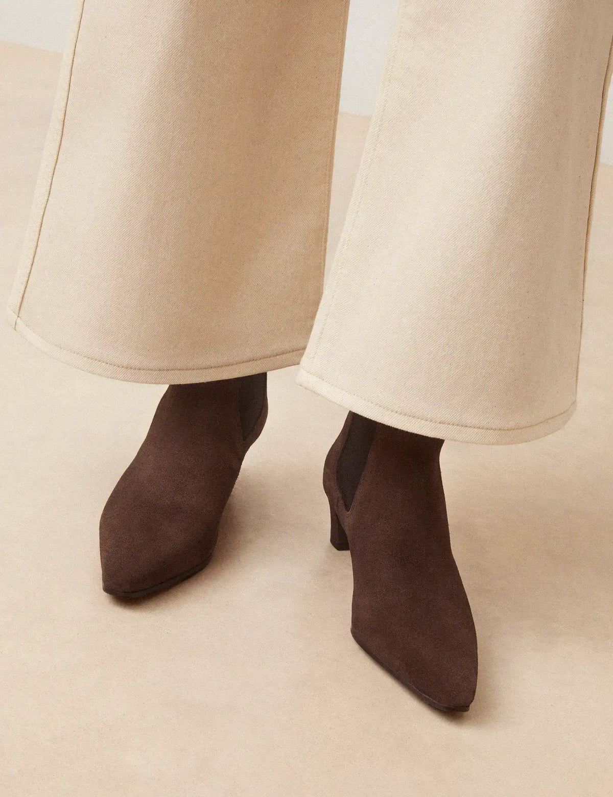 Bottines À Talons Suède Marron Chocolat - Numéro 525 - Rivecour