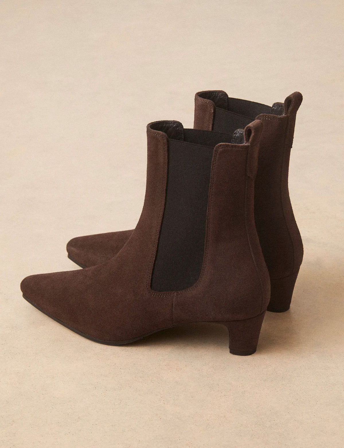 Bottines À Talons Suède Marron Chocolat - Numéro 525 - Rivecour