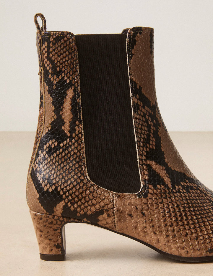 Bottines À Talons Cuir Façon Python Brun - Numéro 525 - Rivecour