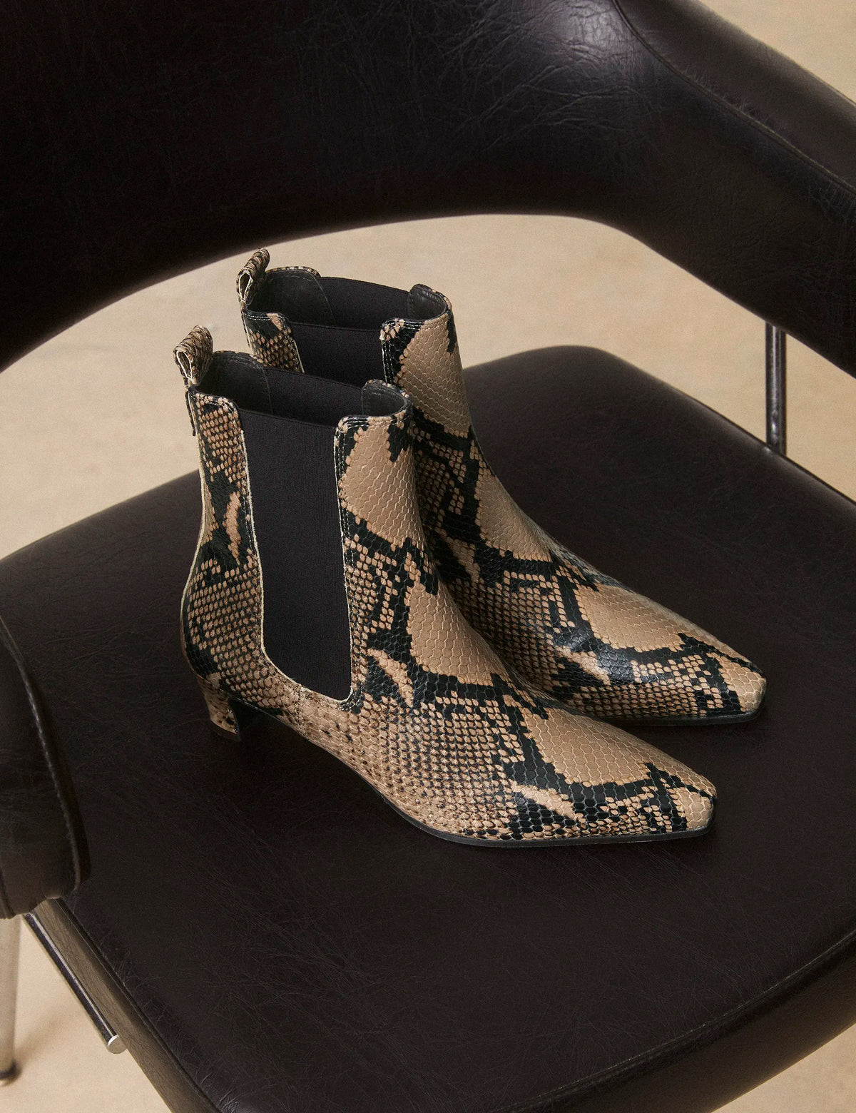 Bottines À Talons Cuir Façon Python Brun - Numéro 525 - Rivecour