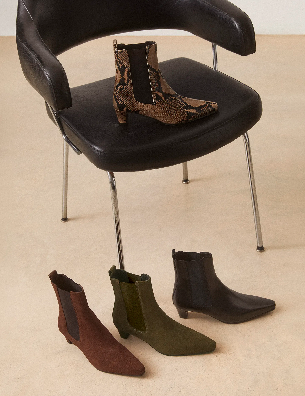 Bottines À Talons Cuir Façon Python Brun - Numéro 525 - Rivecour