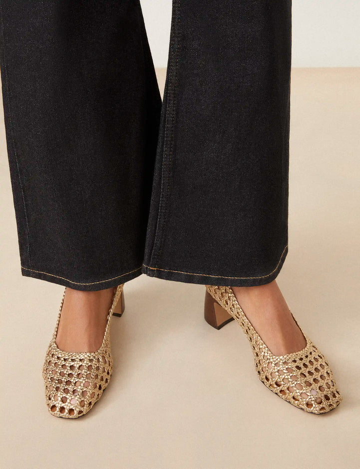 Pumps Leather Crackled Gold - Numéro 528 - Rivecour