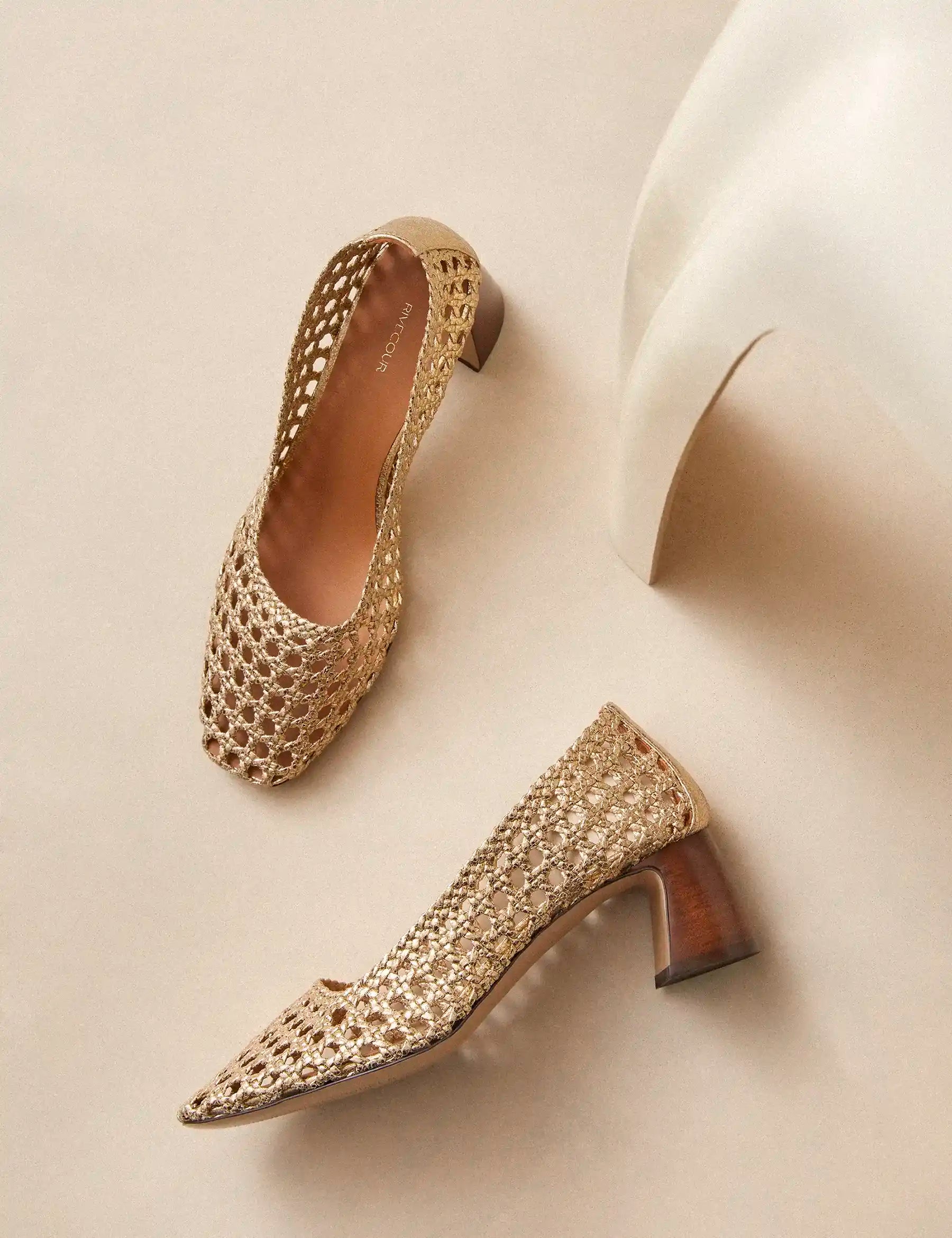 Escarpins Cuir Craquelé Doré - Numéro 528 - Rivecour