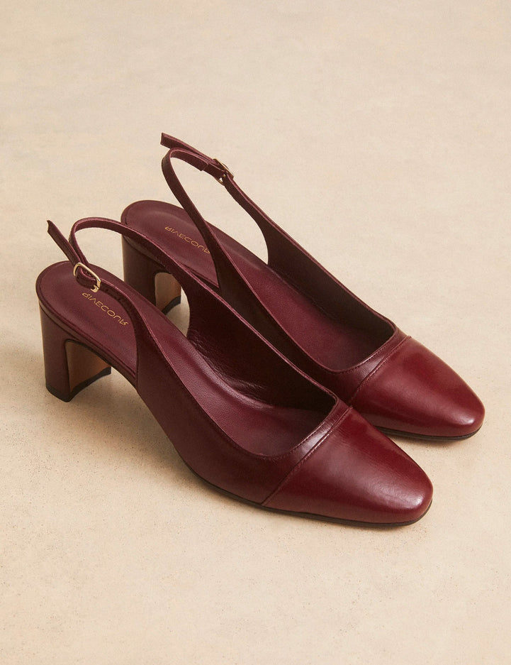 Slingbacks Cuir Nappa / Vernis Bordeaux - Numéro 529 - Rivecour