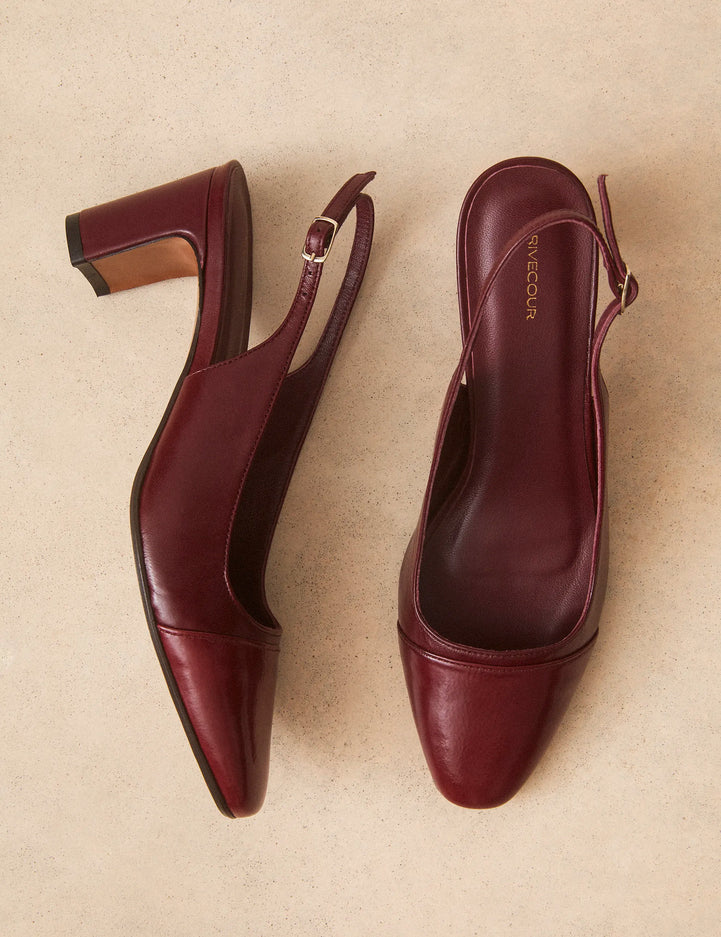 Slingbacks Cuir Nappa / Vernis Bordeaux - Numéro 529 - Rivecour