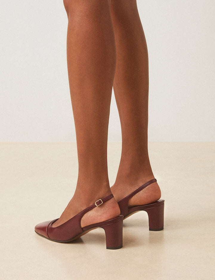 Slingbacks Cuir Nappa / Vernis Bordeaux - Numéro 529 - Rivecour