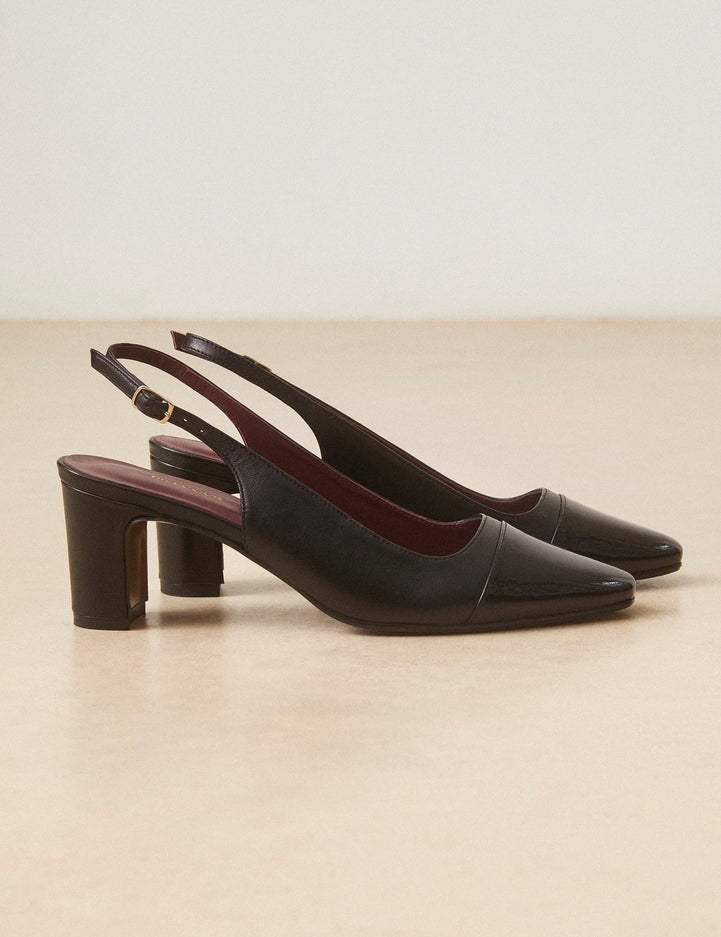 Slingbacks Cuir Nappa / Vernis Noir - Numéro 529 - Rivecour