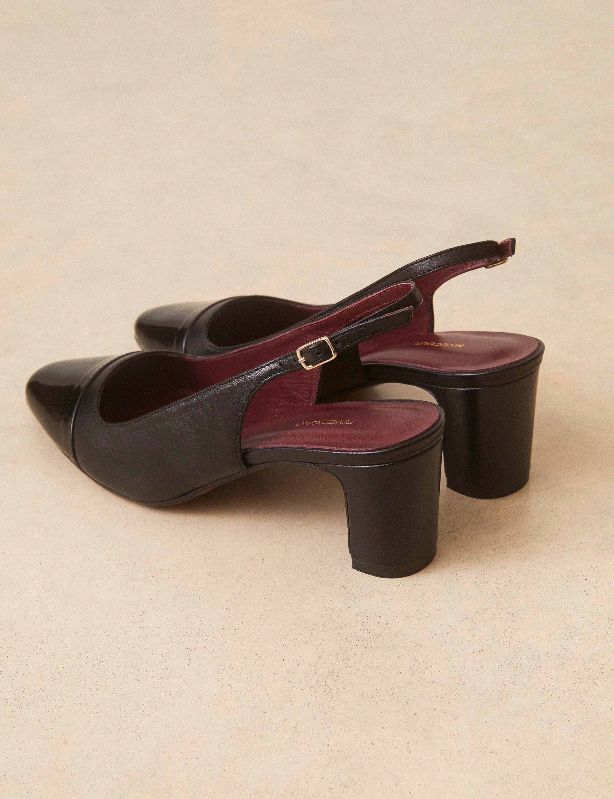 Slingbacks Cuir Nappa / Vernis Noir - Numéro 529 - Rivecour
