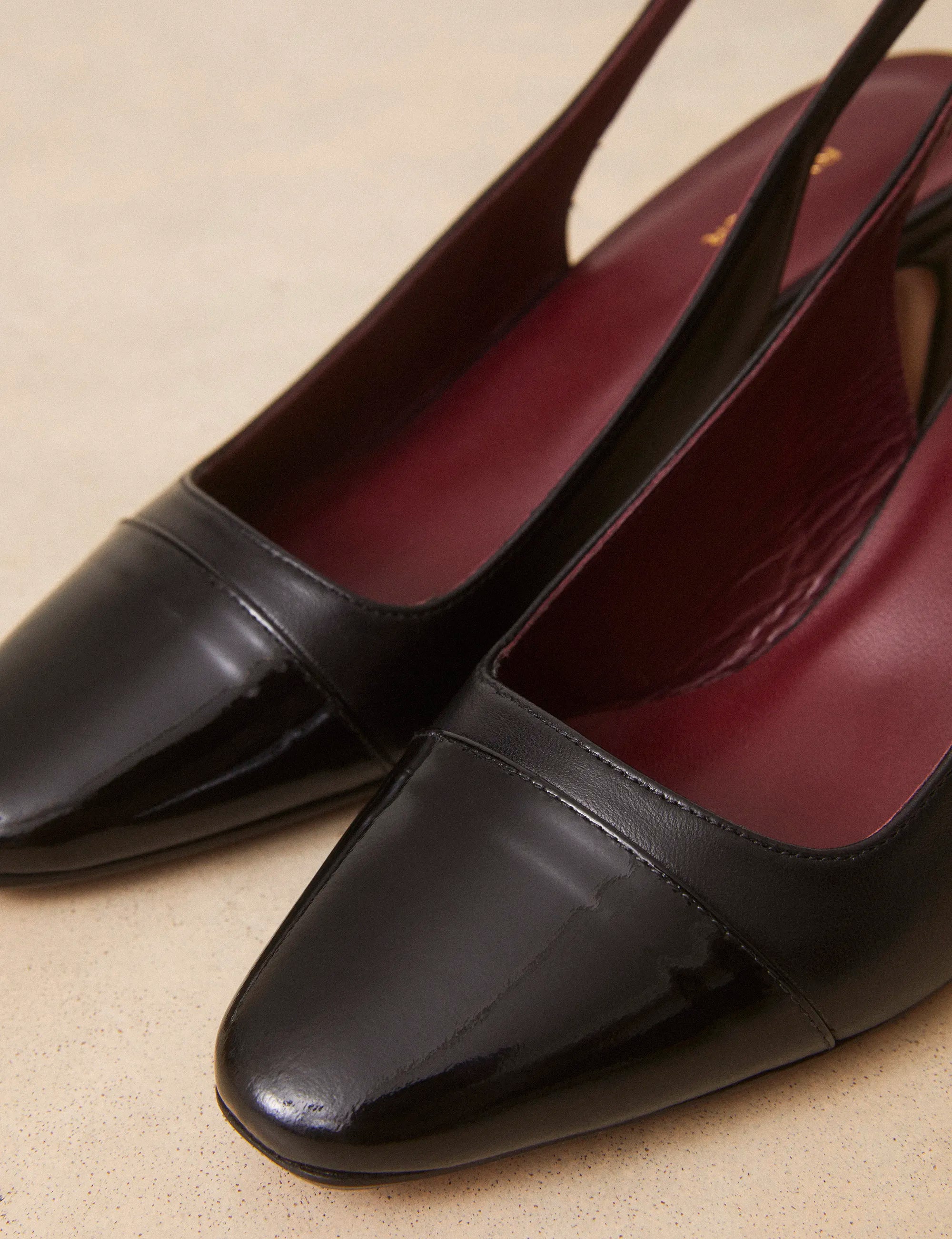 Slingbacks Cuir Nappa / Vernis Noir - Numéro 529 - Rivecour