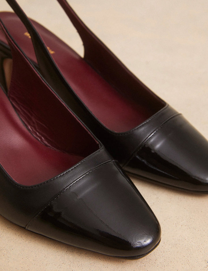 Slingbacks Cuir Nappa / Vernis Noir - Numéro 529 - Rivecour