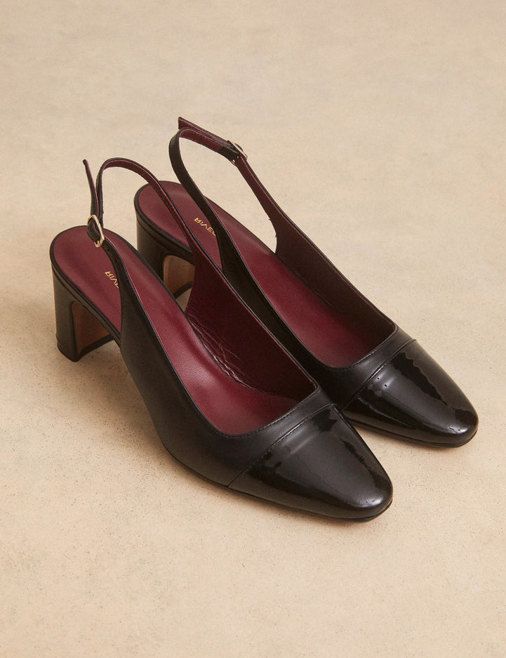 Slingbacks Cuir Nappa / Vernis Noir - Numéro 529 - Rivecour