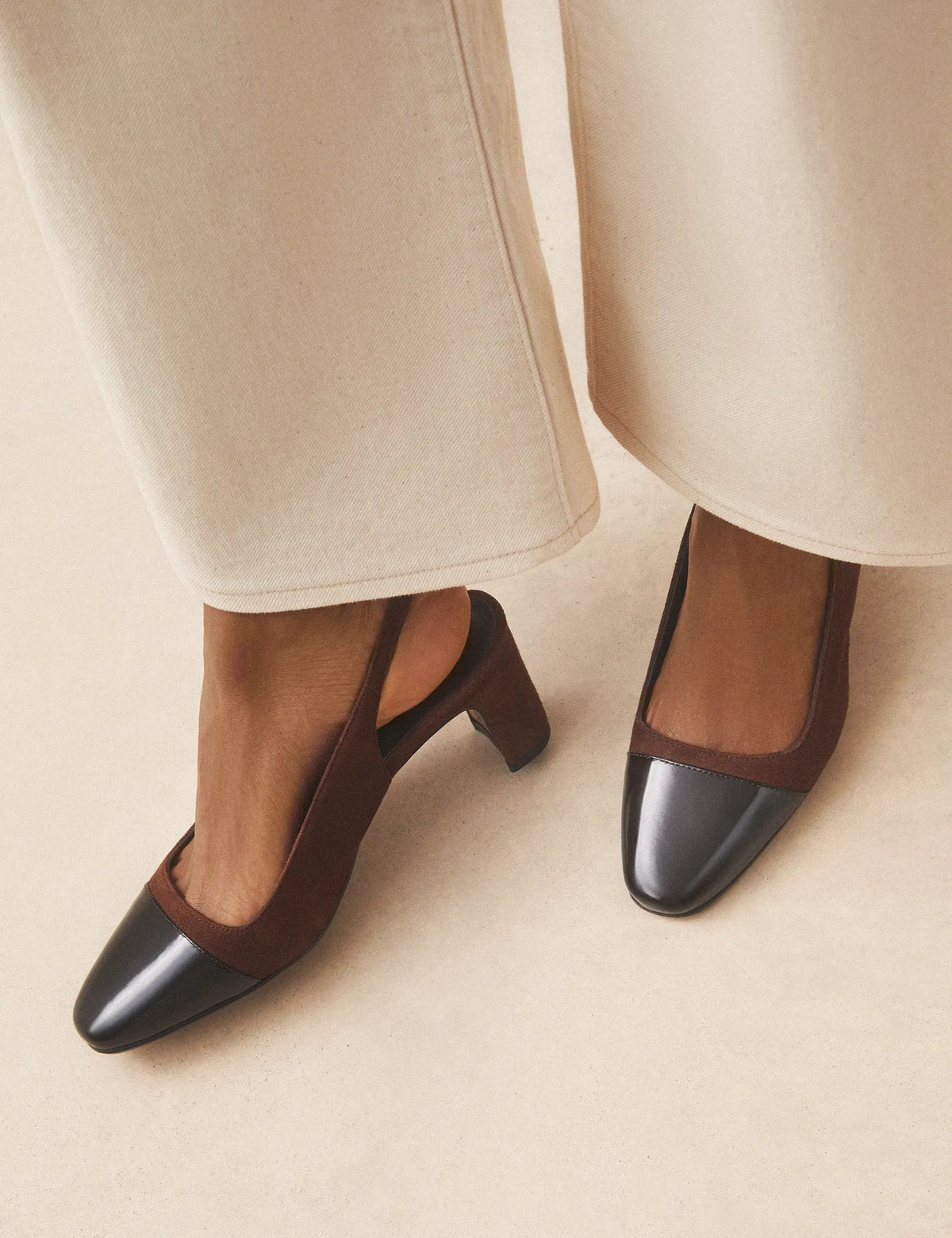 Slingbacks Suède / Cuir Vernis Noisette - Numéro 529 - Rivecour