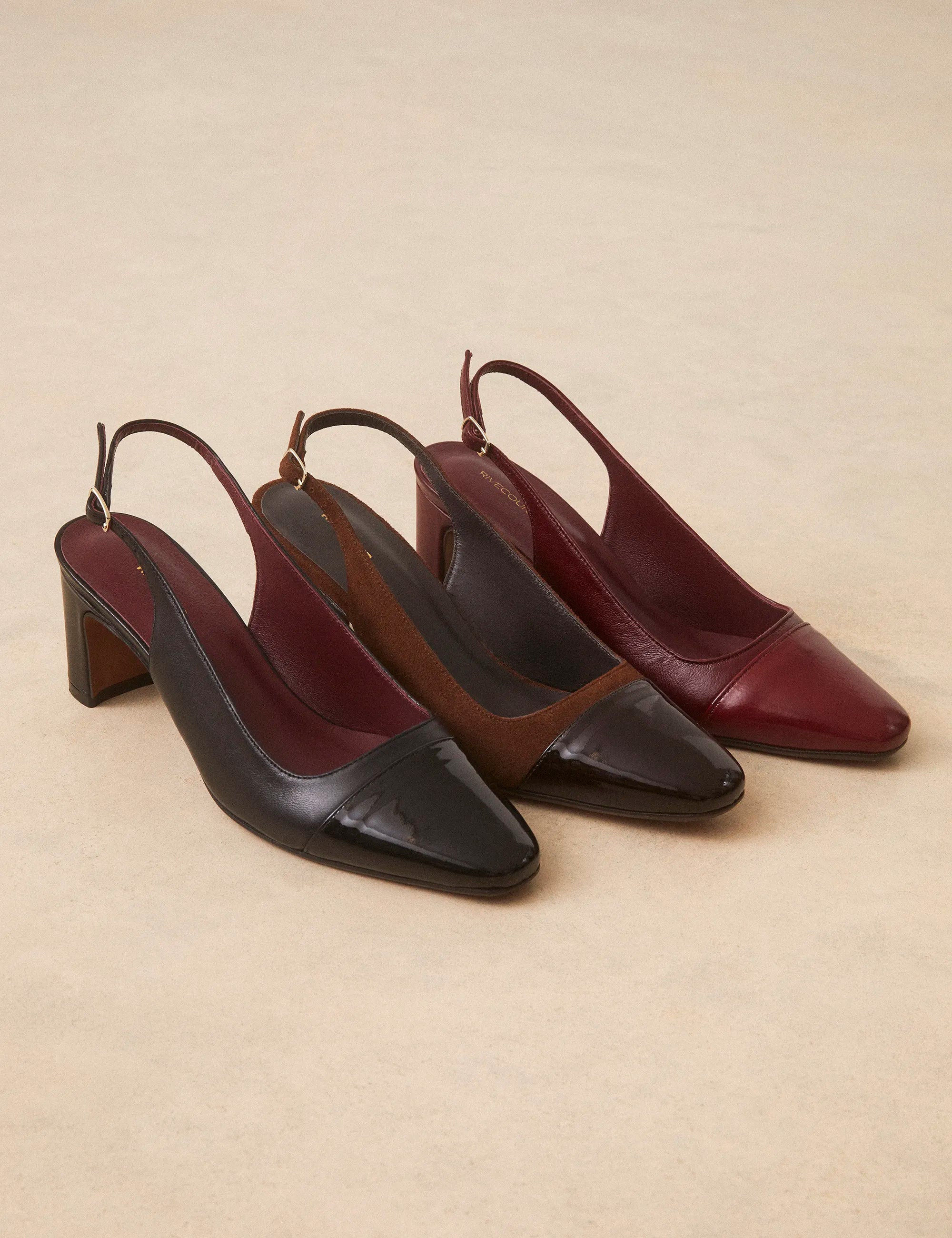 Slingbacks Cuir Nappa / Vernis Bordeaux - Numéro 529 - Rivecour