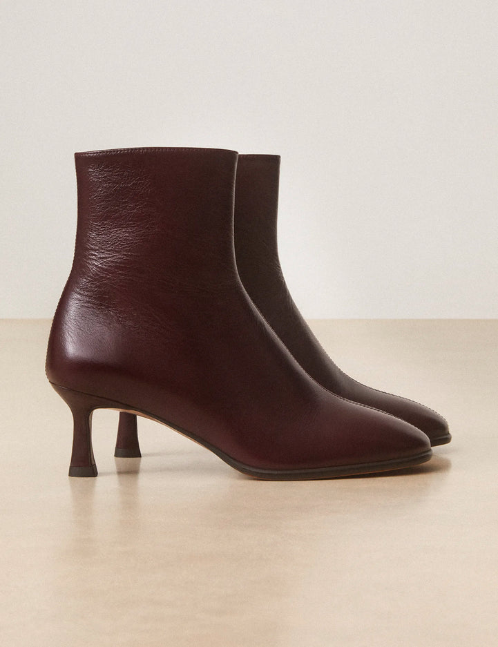 Bottines À Talons Cuir Façon Vintage Bordeaux - Numéro 536 - Rivecour