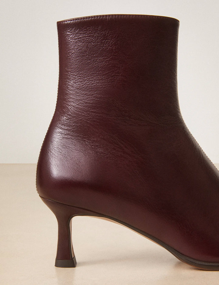 Bottines À Talons Cuir Façon Vintage Bordeaux - Numéro 536 - Rivecour