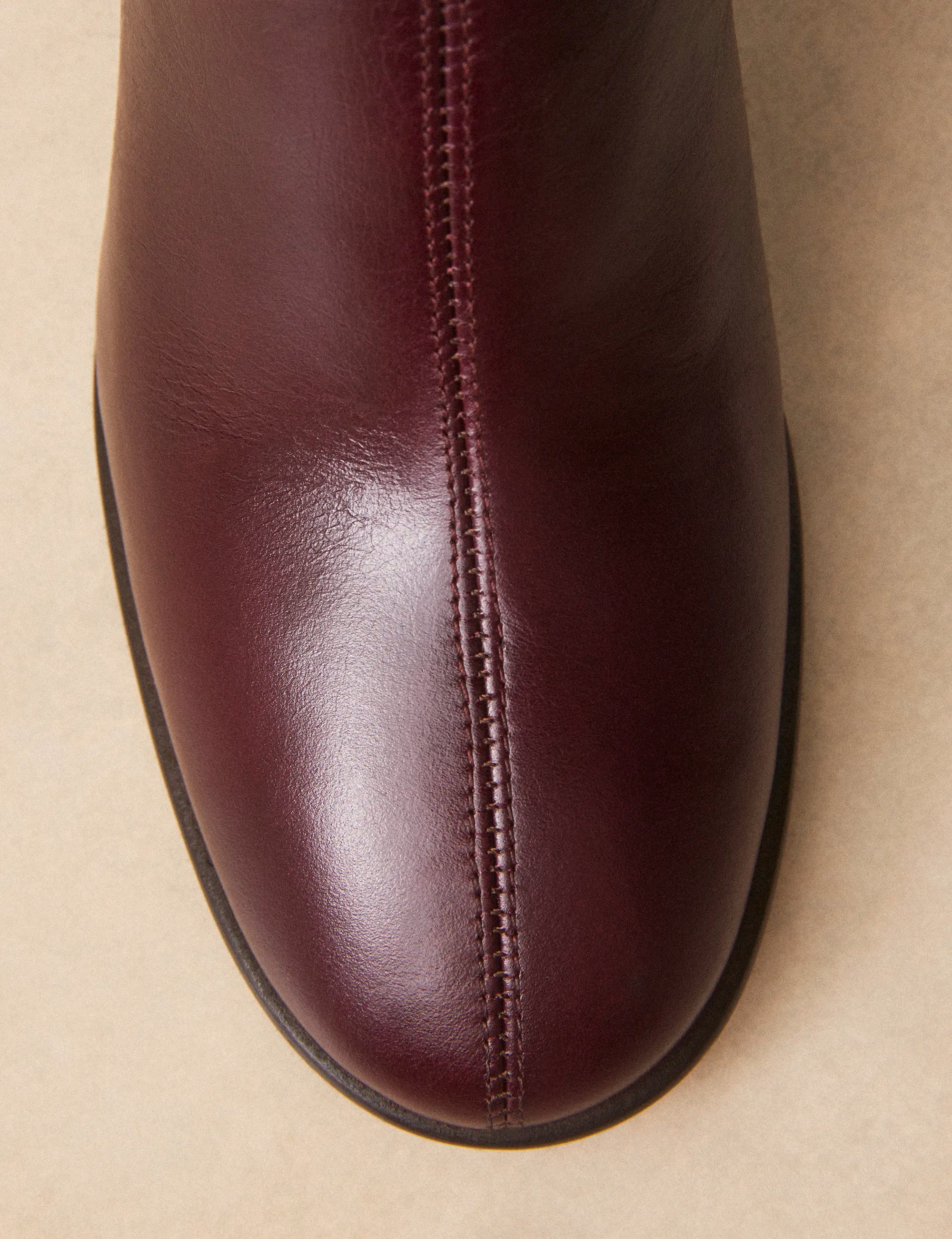 Bottines À Talons Cuir Façon Vintage Bordeaux - Numéro 536 - Rivecour