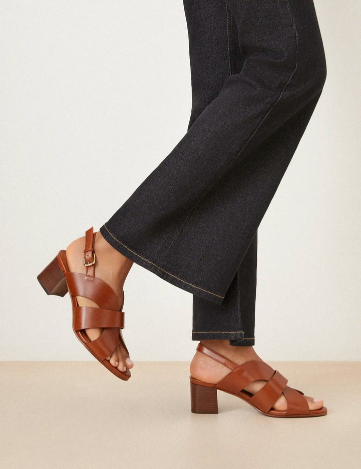 Sandales À Talons Cuir Cognac - Numéro 551 - Rivecour