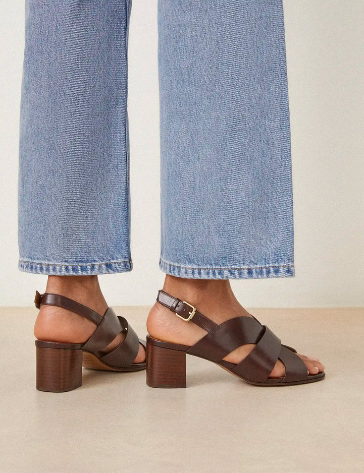 Sandales À Talons Cuir Marron Chocolat - Numéro 551 - Rivecour