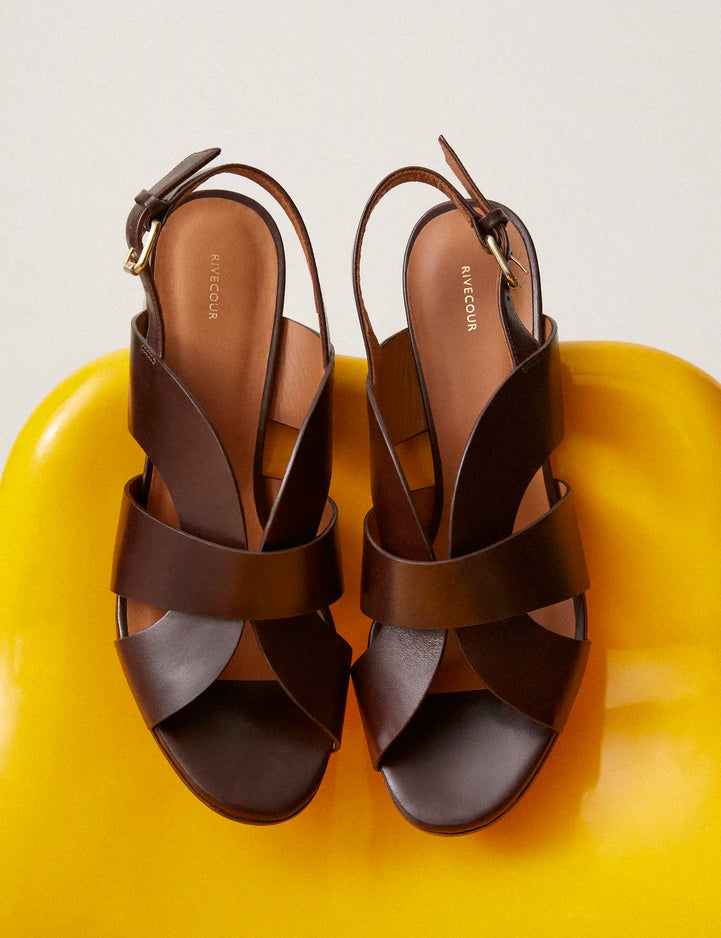 Sandales À Talons Cuir Marron Chocolat - Numéro 551 - Rivecour