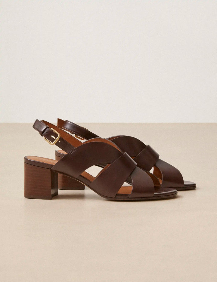 Sandales À Talons Cuir Marron Chocolat - Numéro 551 - Rivecour