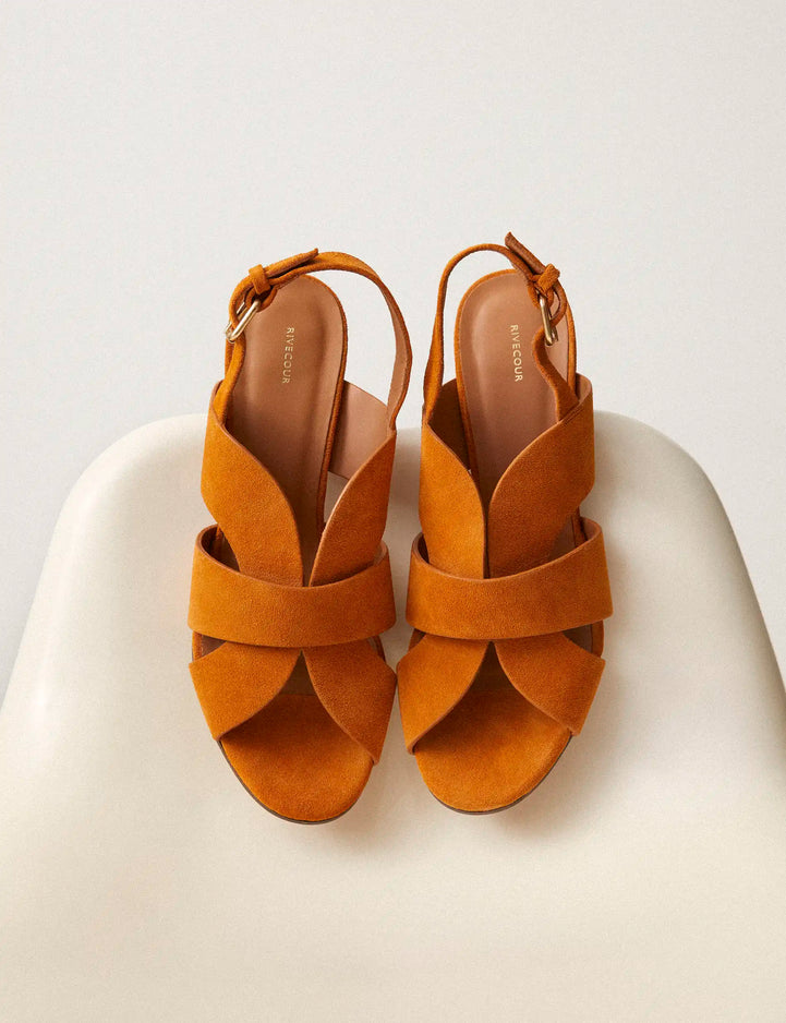 Sandales à talons Suède Caramel - Numéro 551 - Rivecour
