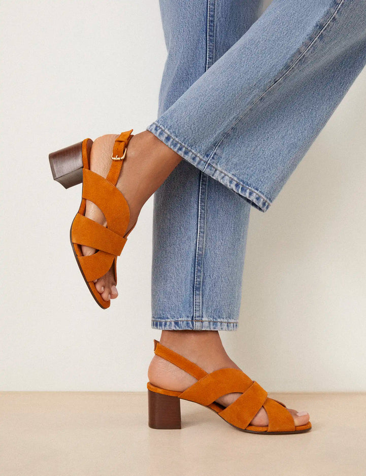 Sandales à talons Suède Caramel - Numéro 551 - Rivecour
