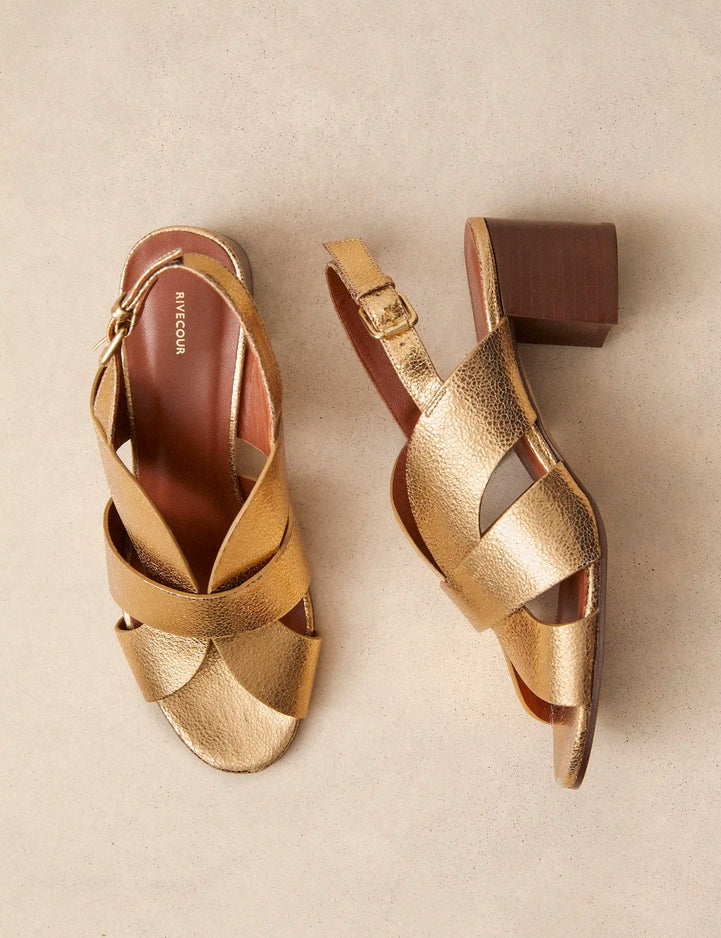 Sandals à talons Leather Crackled Gold - Numéro 551 - Rivecour
