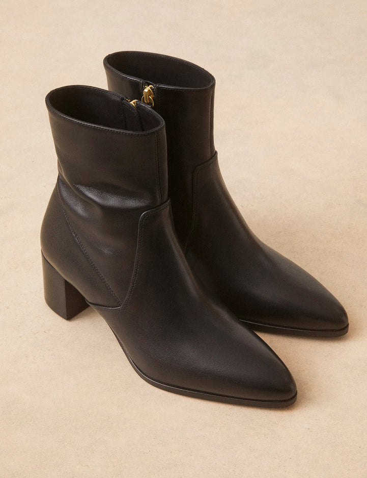 Bottines À Talons Cuir Noir - Numéro 556 - Rivecour
