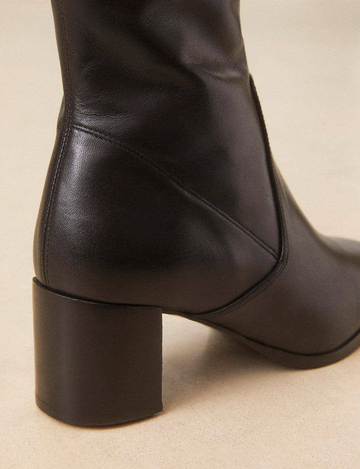 Bottines À Talons Cuir Noir - Numéro 556 - Rivecour