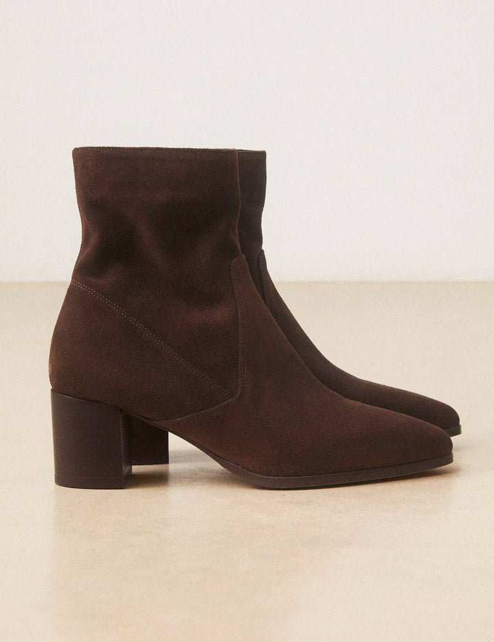 Bottines À Talons Suède Marron Chocolat - Numéro 556 - Rivecour