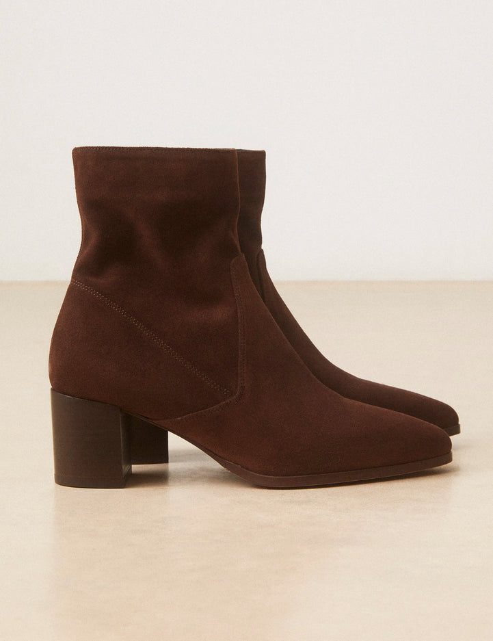 Bottines À Talons Suède Marron Chocolat - Numéro 556 - Rivecour