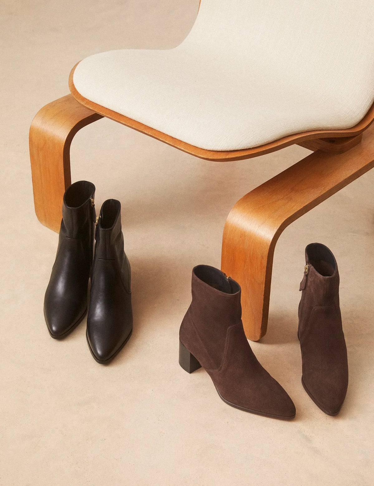 Bottines À Talons Suède Marron Chocolat - Numéro 556 - Rivecour