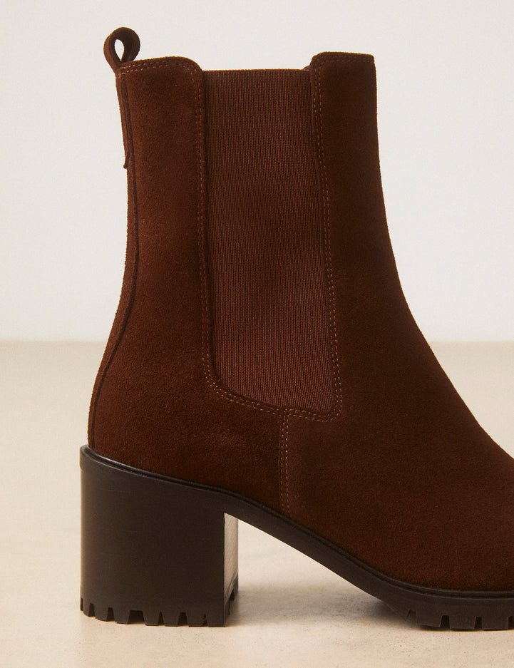 Bottines À Talons Suède Noisette - Numéro 559 - Rivecour