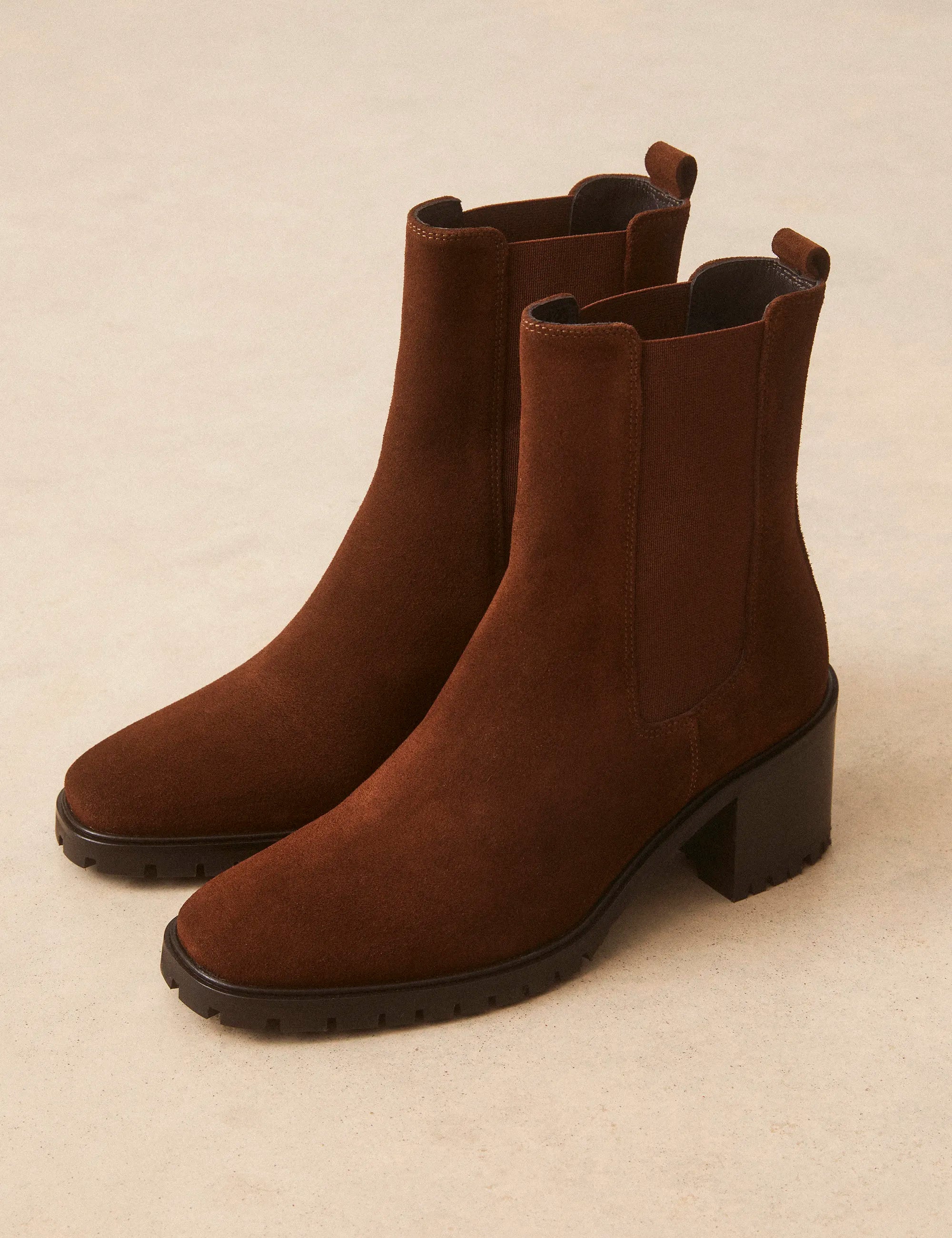Bottines À Talons Suède Noisette - Numéro 559 - Rivecour