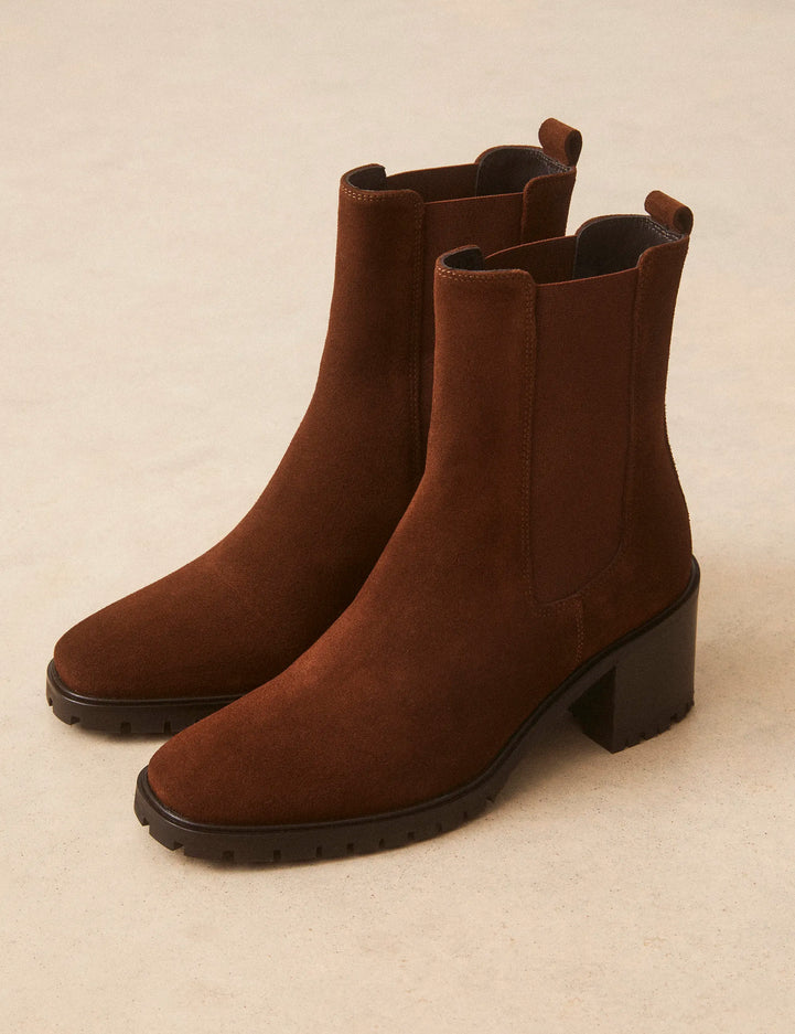 Bottines À Talons Suède Noisette - Numéro 559 - Rivecour