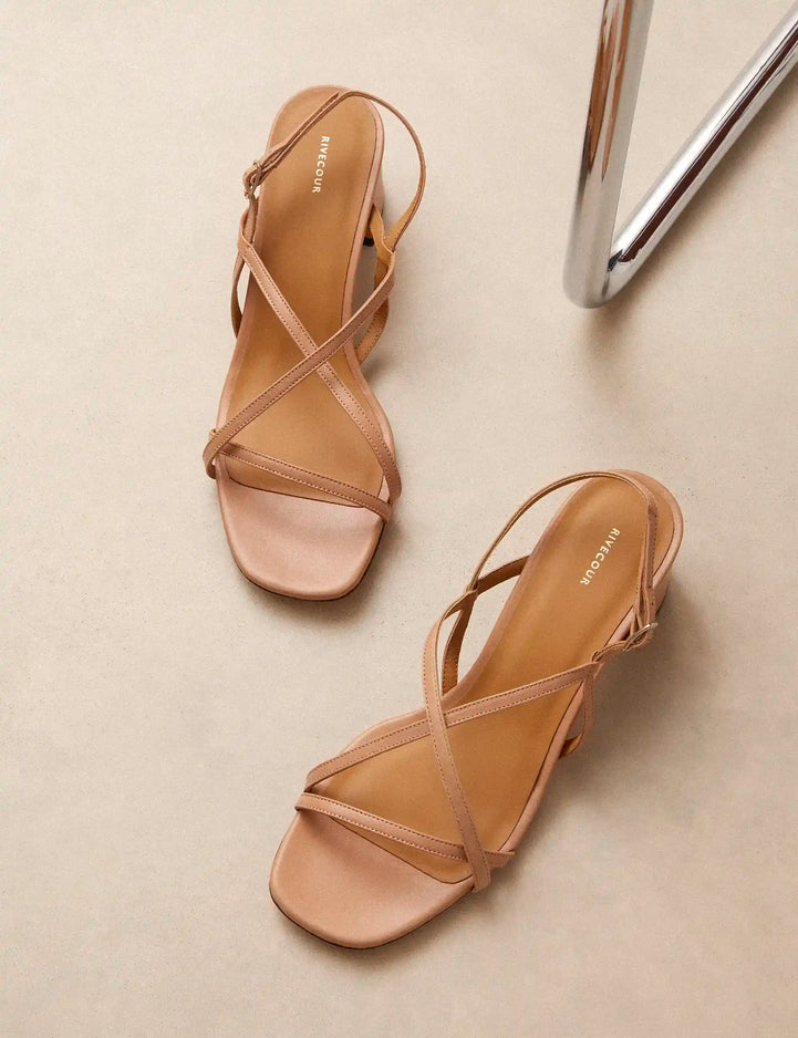 Sandales à talons Cuir Nappa Camel - Numéro 576 - Rivecour