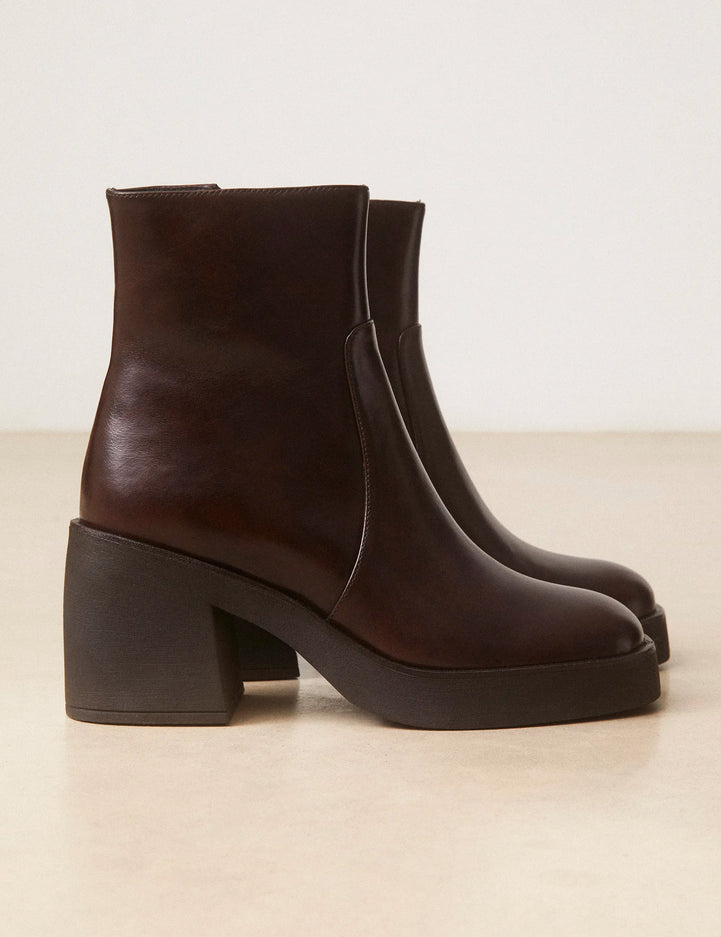 Bottines À Talons Cuir Marron Chocolat - Numéro 582 - Rivecour